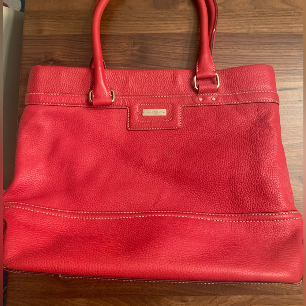 Red Leather Tote Bag by Kate Spade